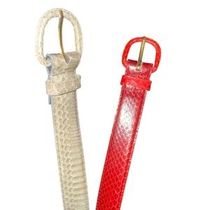 Bundle Honors Vintage Genuine Snakeskin Belt Set Red Cream Snakeskin